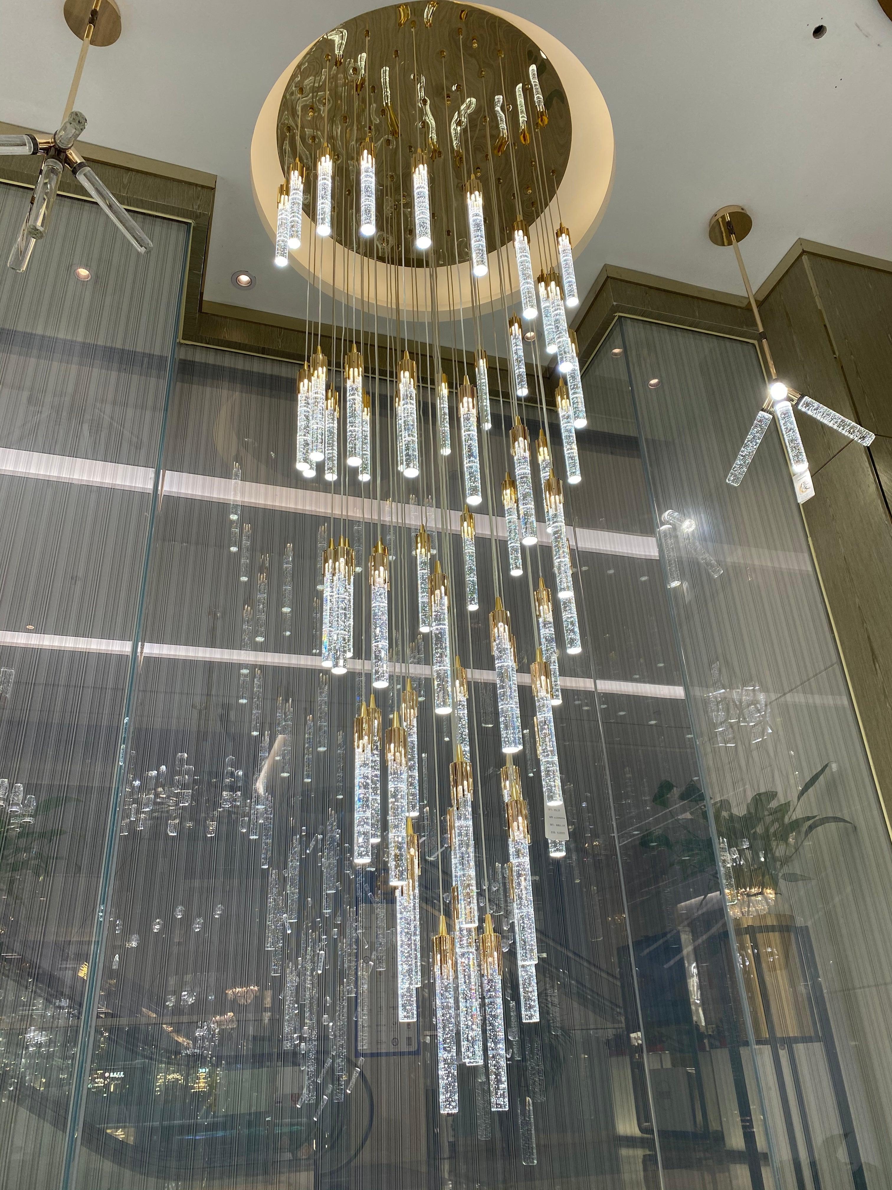 Modern Stair Light Foyer Staircase Hall Ceiling Lamps Spiral Stair Chandelier Crystal Droplight Luxury Hall Decoration Lights-Chandeliers-Blushlighting-Blushlighting