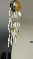 Modern Stair Light Foyer Staircase Hall Ceiling Lamps Spiral Stair Chandelier Crystal Droplight Luxury Hall Decoration Lights-Chandeliers-Blushlighting-Blushlighting