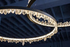 Modern Style Rings Brass & Natural Quartz Crystal Chandelier in Brass/Black Finish - 1 Tier / D23.6" * H4"BrassWarm LightBlushlighting