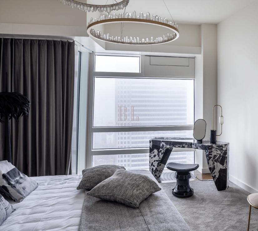 Modern Style Rings Brass & Natural Quartz Crystal Chandelier in Brass/Black Finish - 1 Tier / D23.6" * H4"BrassWarm LightBlushlighting