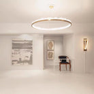 Modern Style Rings Brass & Natural Quartz Crystal Chandelier in Brass/Black Finish - 1 Tier / D23.6" * H4"BrassWarm LightBlushlighting