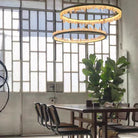 Modern Style Rings Brass & Natural Quartz Crystal Chandelier in Brass/Black Finish - 1 Tier / D23.6" * H4"BrassWarm LightBlushlighting