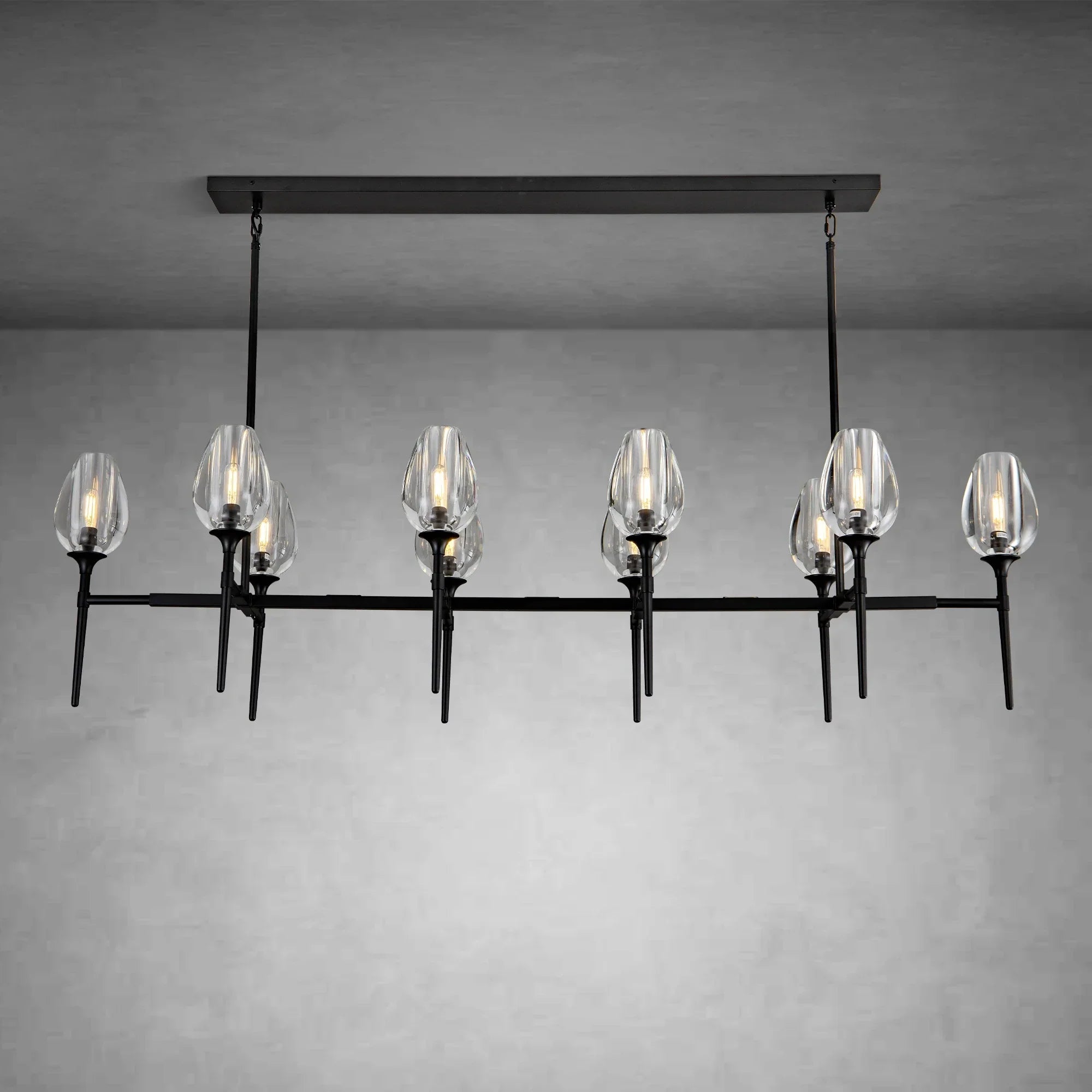 Modern Tulip Linear Chandelier for Dining Room and Bedroom - Bronze10 HeadBlushlighting