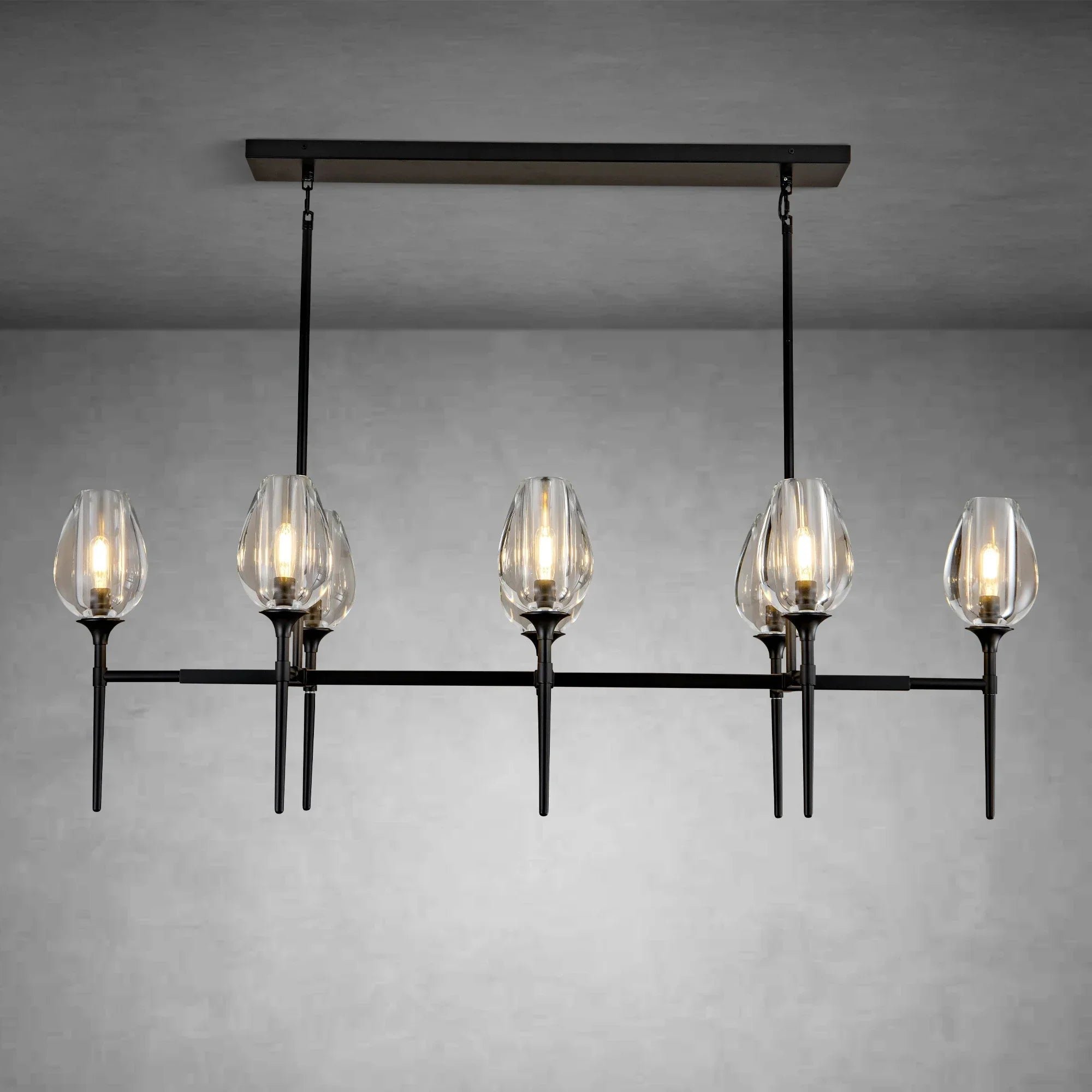 Modern Tulip Linear Chandelier for Dining Room and Bedroom - Bronze8 HeadBlushlighting
