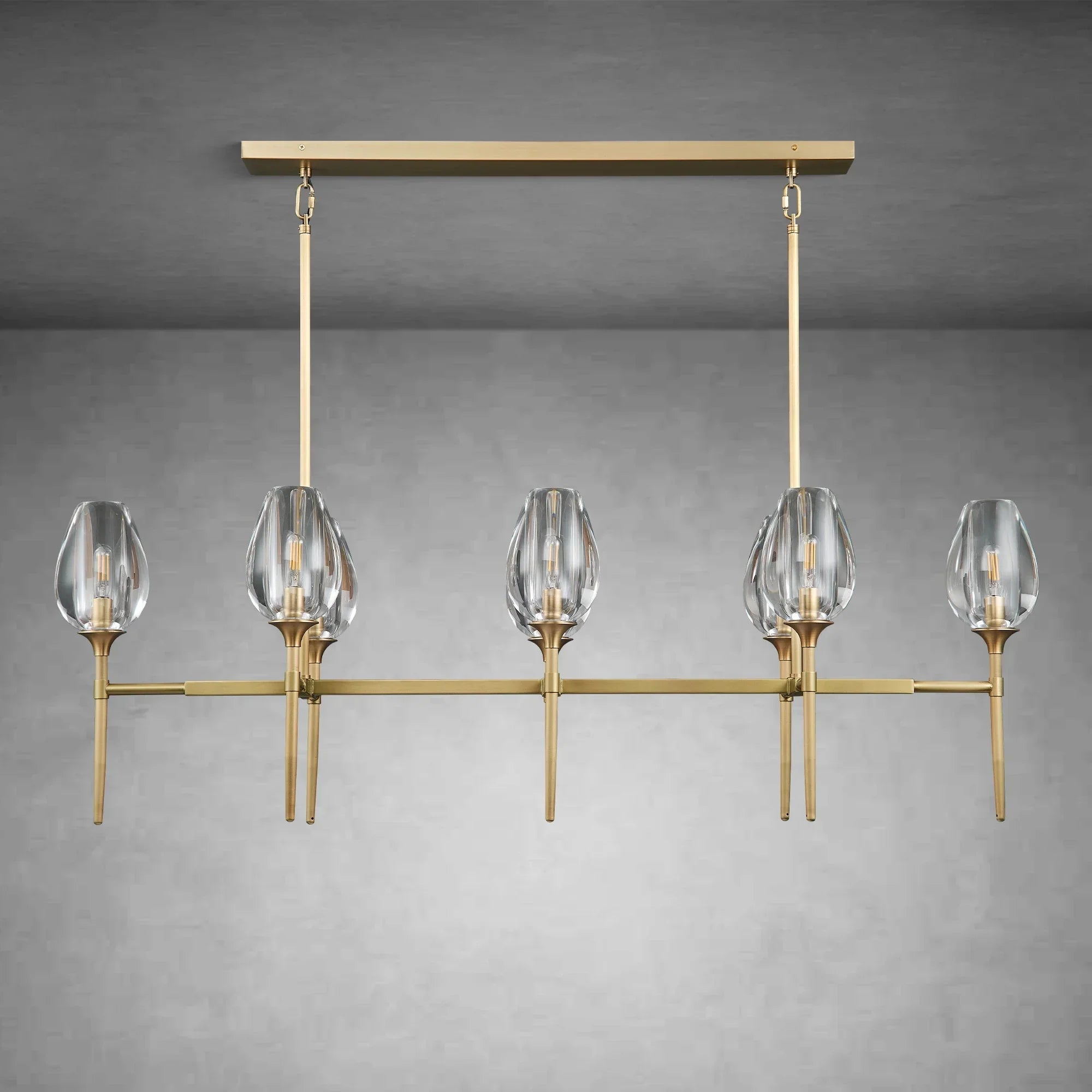 Modern Tulip Linear Chandelier for Dining Room and Bedroom - Brass8 HeadBlushlighting