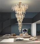 Modern Unique Artistic Flower Brass Branch Semi-flush Mount Chandelier for Living Room/ Hallway/ Entryway/ Staircase-Chandeliers-Blushlighting
