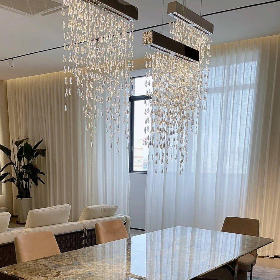 Modern Waterfall Tassel Crystal Chandelier for Dining & Kitchen-Chandelier-Blushlighting-Blushlighting