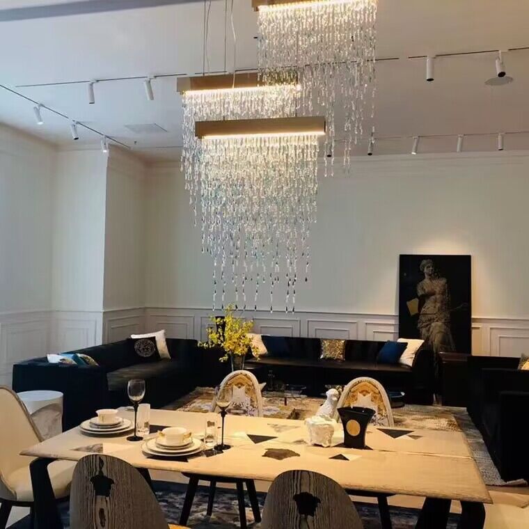 Modern Waterfall Tassel Crystal Chandelier for Dining & Kitchen-Chandelier-Blushlighting-Blushlighting