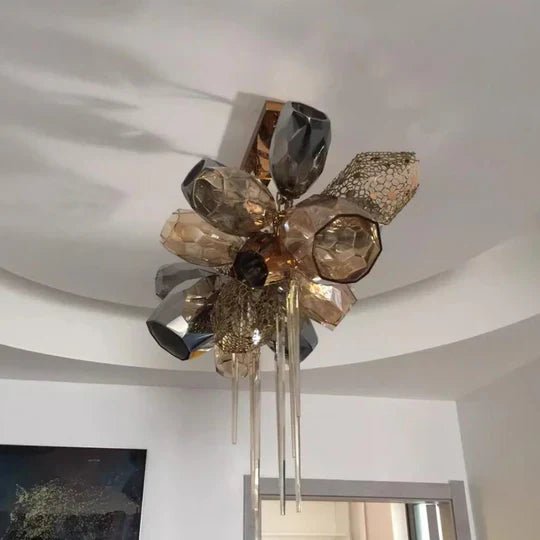 Modern Wine Glass Shape Chandelier Italian Light Luxury Light Fixture for Dining Room/Living Room - Linear/L31.5"*W16.9"*H29.5"GoldWarm LightBlushlighting