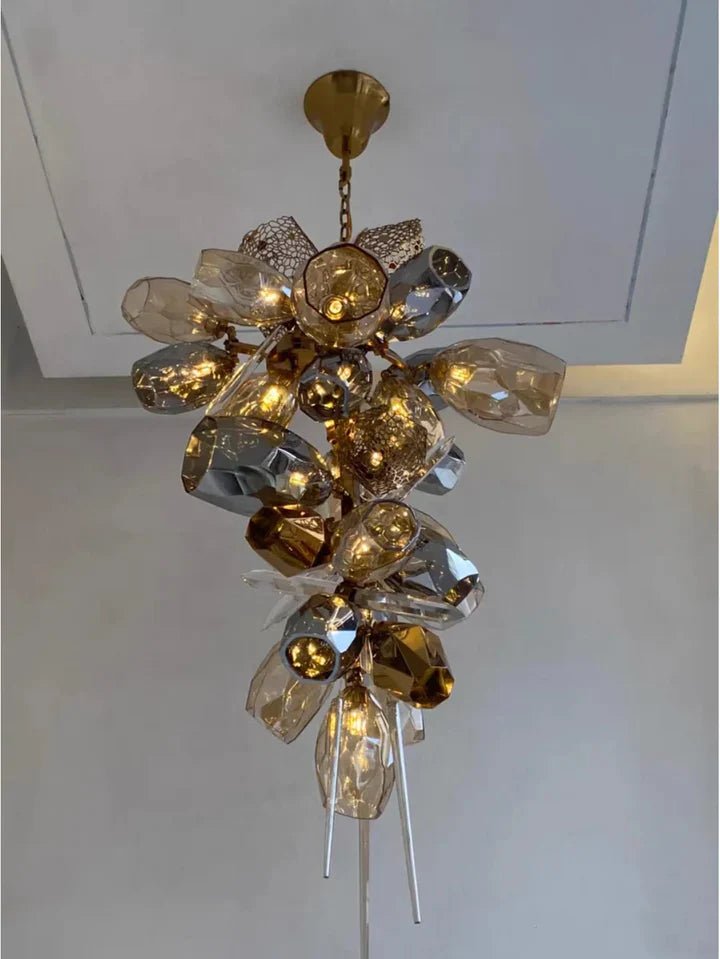 Modern Wine Glass Shape Chandelier Italian Light Luxury Light Fixture for Dining Room/Living Room - Linear/L31.5"*W16.9"*H29.5"GoldWarm LightBlushlighting