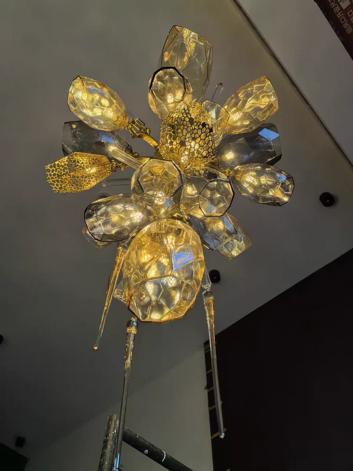 Modern Wine Glass Shape Chandelier Italian Light Luxury Light Fixture for Dining Room/Living Room - Linear/L31.5"*W16.9"*H29.5"GoldWarm LightBlushlighting