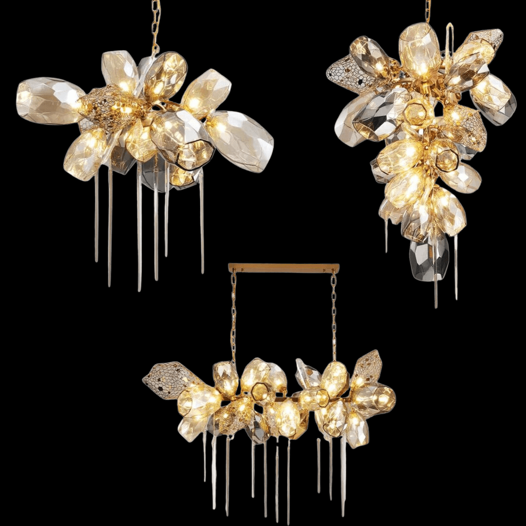 Modern Wine Glass Shape Chandelier Italian Light Luxury Light Fixture for Dining Room/Living Room - Round/D23.6"*H29.5"GoldWarm LightBlushlighting