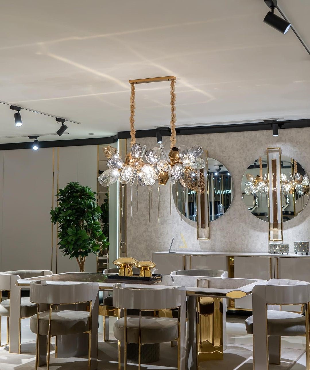 Modern Wine Glass Shape Chandelier Italian Light Luxury Light Fixture for Dining Room/Living Room - Linear/L31.5"*W16.9"*H29.5"GoldWarm LightBlushlighting