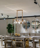 Modern Wine Glass Shape Chandelier Italian Light Luxury Light Fixture for Dining Room/Living Room - Linear/L31.5"*W16.9"*H29.5"GoldWarm LightBlushlighting