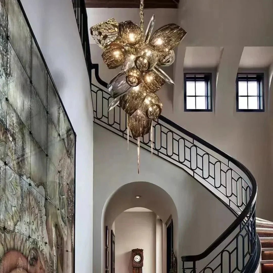 Modern Wine Glass Shape Chandelier Italian Light Luxury Light Fixture for Dining Room/Living Room - Linear/L31.5"*W16.9"*H29.5"GoldWarm LightBlushlighting