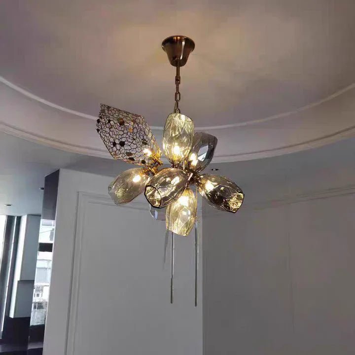 Modern Wine Glass Shape Chandelier Italian Light Luxury Light Fixture for Dining Room/Living Room - Linear/L31.5"*W16.9"*H29.5"GoldWarm LightBlushlighting