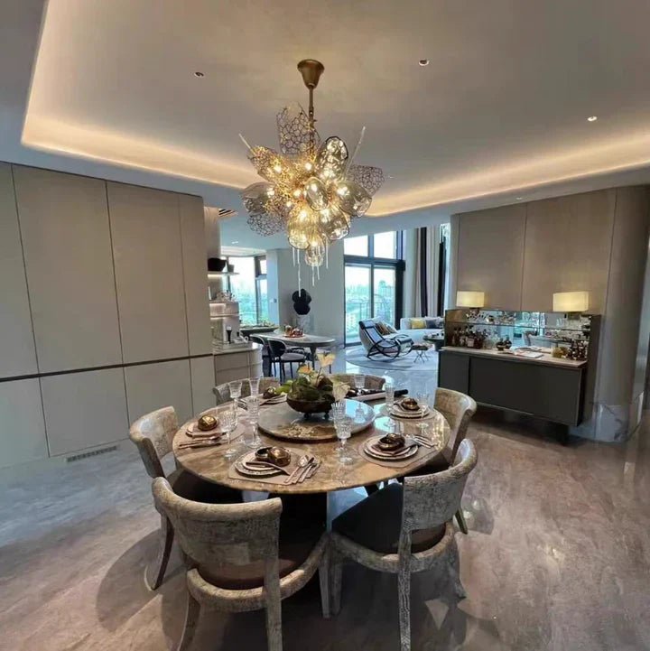 Modern Wine Glass Shape Chandelier Italian Light Luxury Light Fixture for Dining Room/Living Room - Linear/L31.5"*W16.9"*H29.5"GoldWarm LightBlushlighting