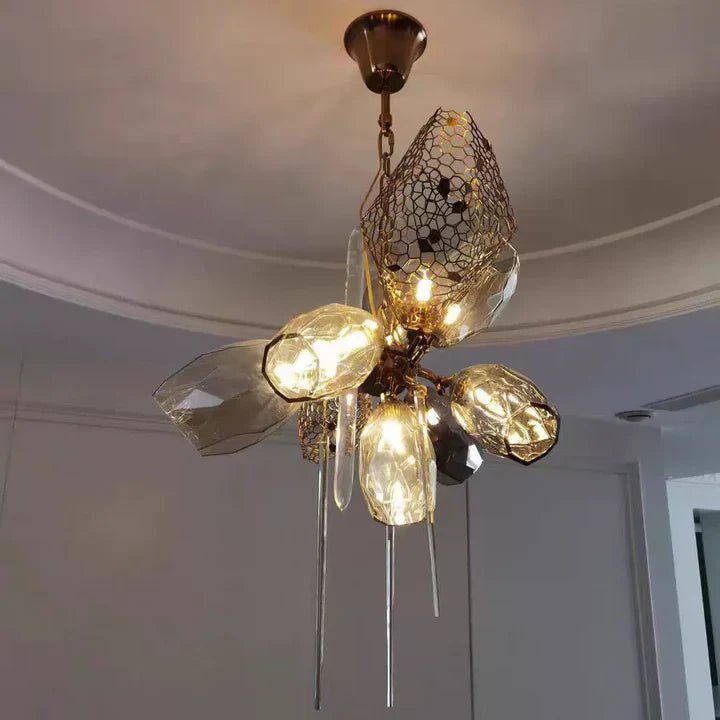 Modern Wine Glass Shape Chandelier Italian Light Luxury Light Fixture for Dining Room/Living Room - Linear/L31.5"*W16.9"*H29.5"GoldWarm LightBlushlighting