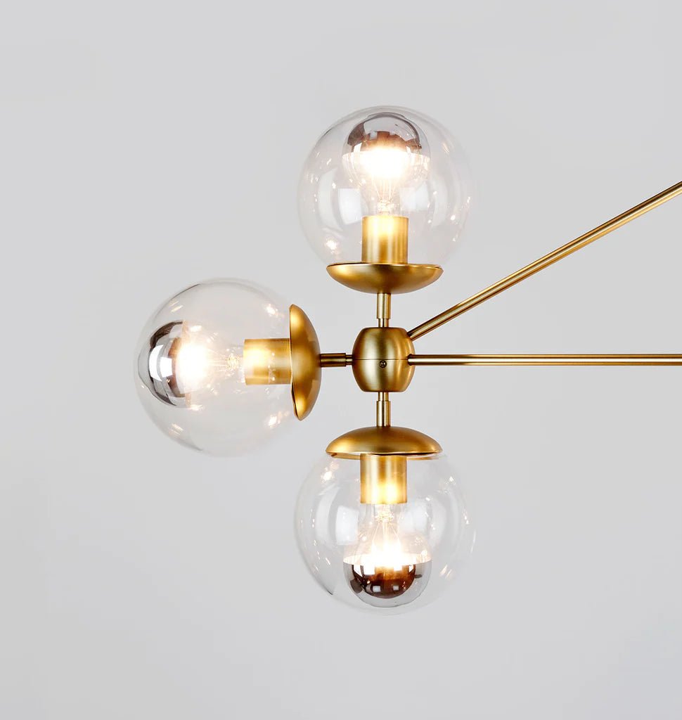 Modo Chandelier 37" - 3 Sided, 10 Globes - Polished NickelCreamBlushlighting