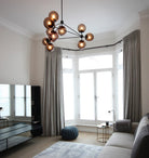 Modo Chandelier 37" - 3 Sided, 10 Globes - Polished NickelCreamBlushlighting