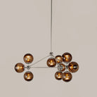 Modo Chandelier 37" - 3 Sided, 10 Globes - Polished NickelSmokeBlushlighting
