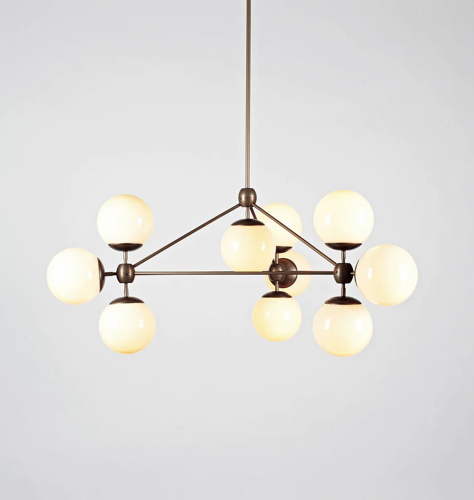 Modo Chandelier 37" - 3 Sided, 10 Globes - BlackSmokeBlushlighting