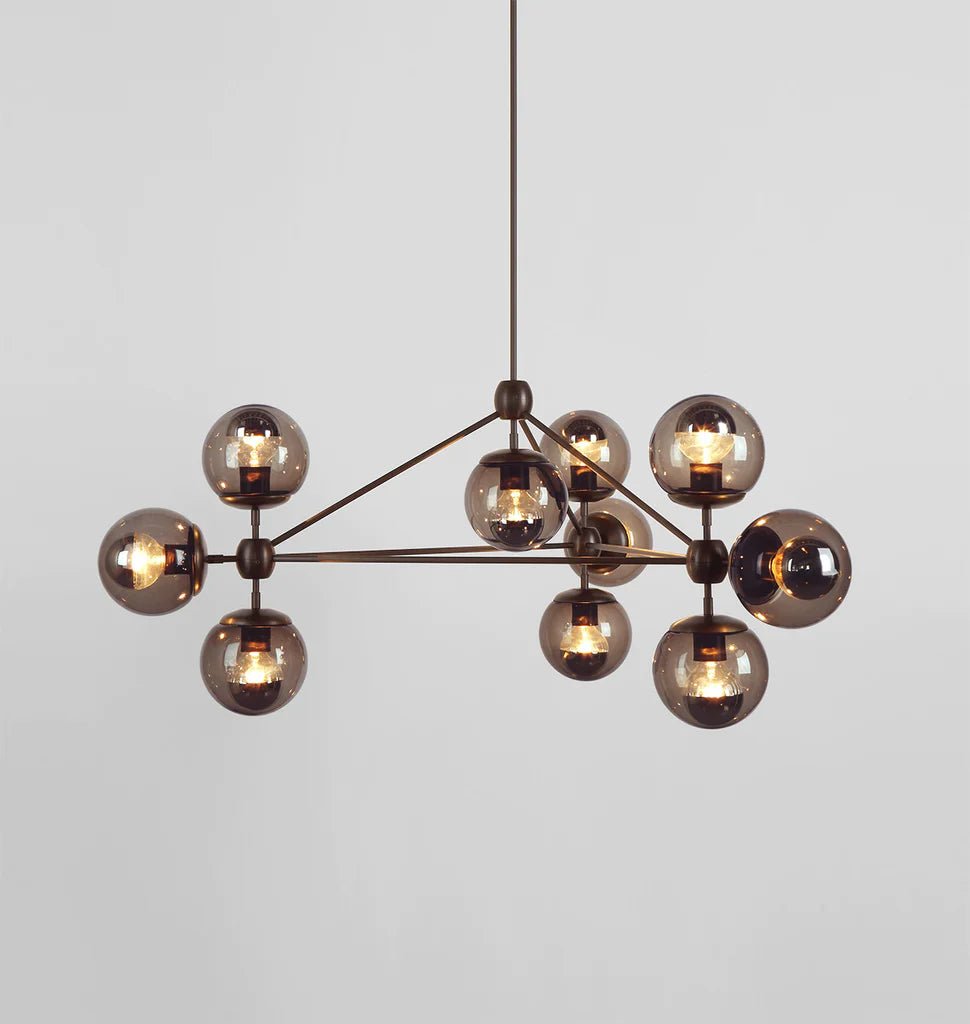 Modo Chandelier 37" - 3 Sided, 10 Globes - BlackSmokeBlushlighting
