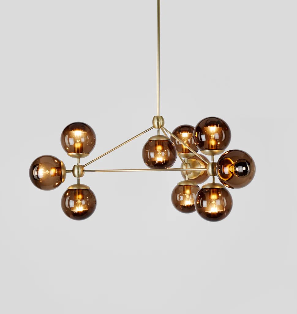 Modo Chandelier 37" - 3 Sided, 10 Globes - BlackClearBlushlighting