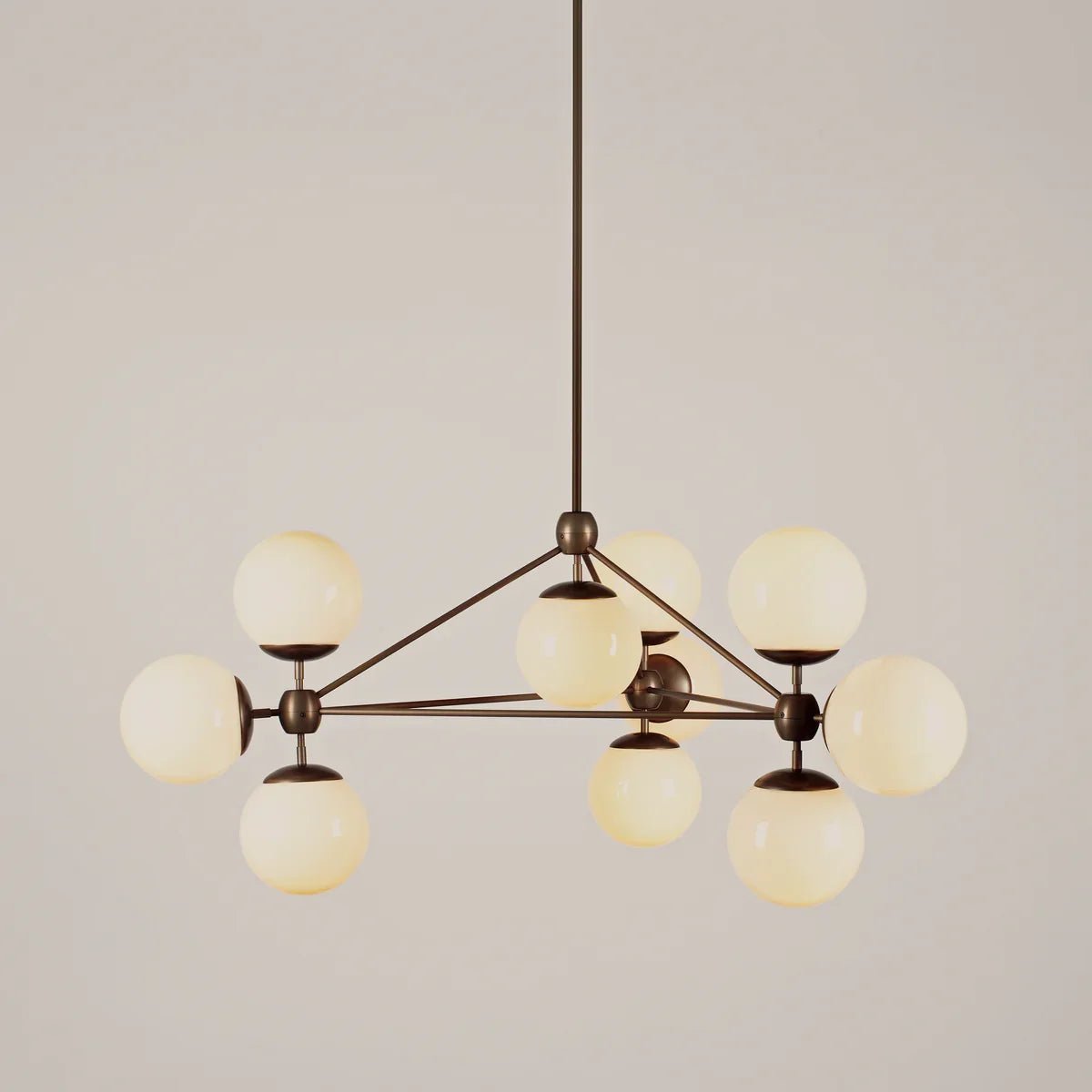 Modo Chandelier 37" - 3 Sided, 10 Globes - BronzeCreamBlushlighting