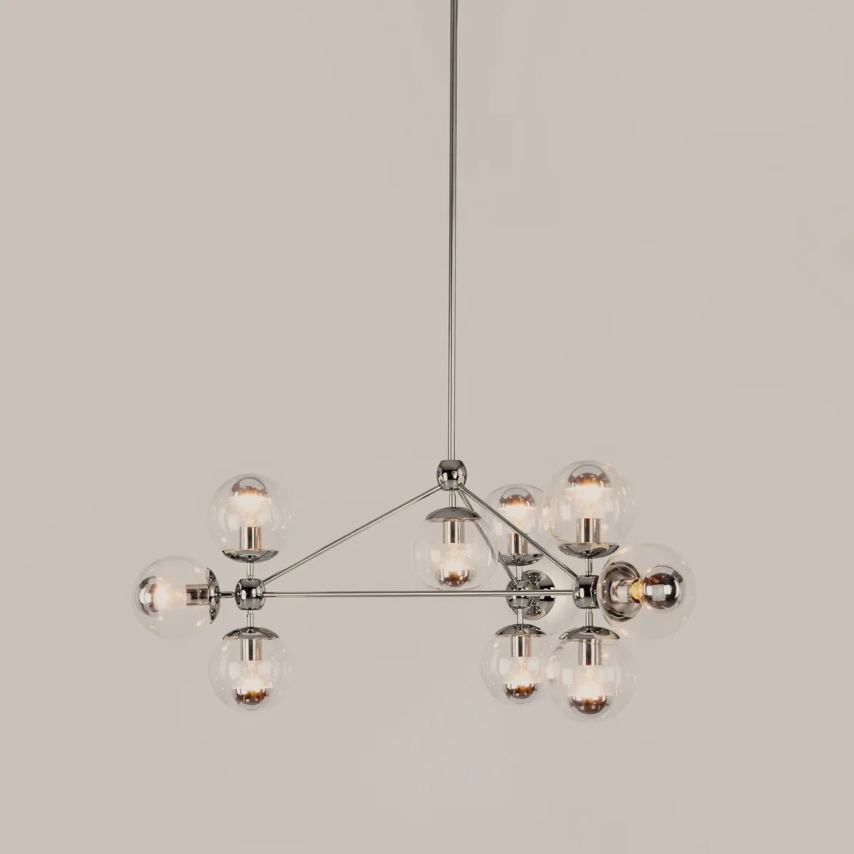 Modo Chandelier 37" - 3 Sided, 10 Globes - Polished NickelClearBlushlighting