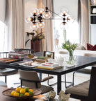 Modo Chandelier 37" - 3 Sided, 10 Globes - BlackClearBlushlighting