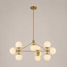 Modo Chandelier 37" - 3 Sided, 10 Globes - Brushed BrassCreamBlushlighting