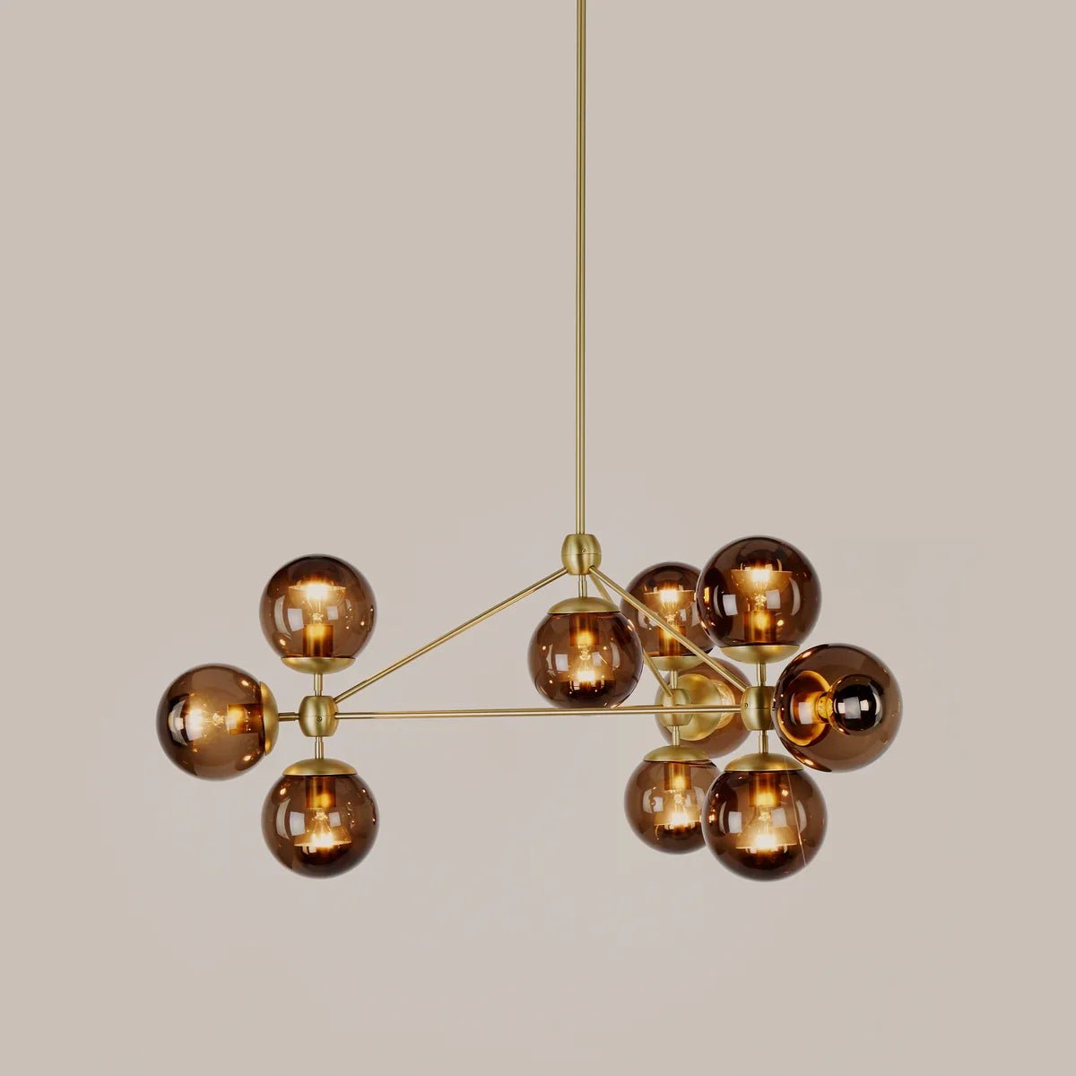 Modo Chandelier 37" - 3 Sided, 10 Globes - BronzeCreamBlushlighting