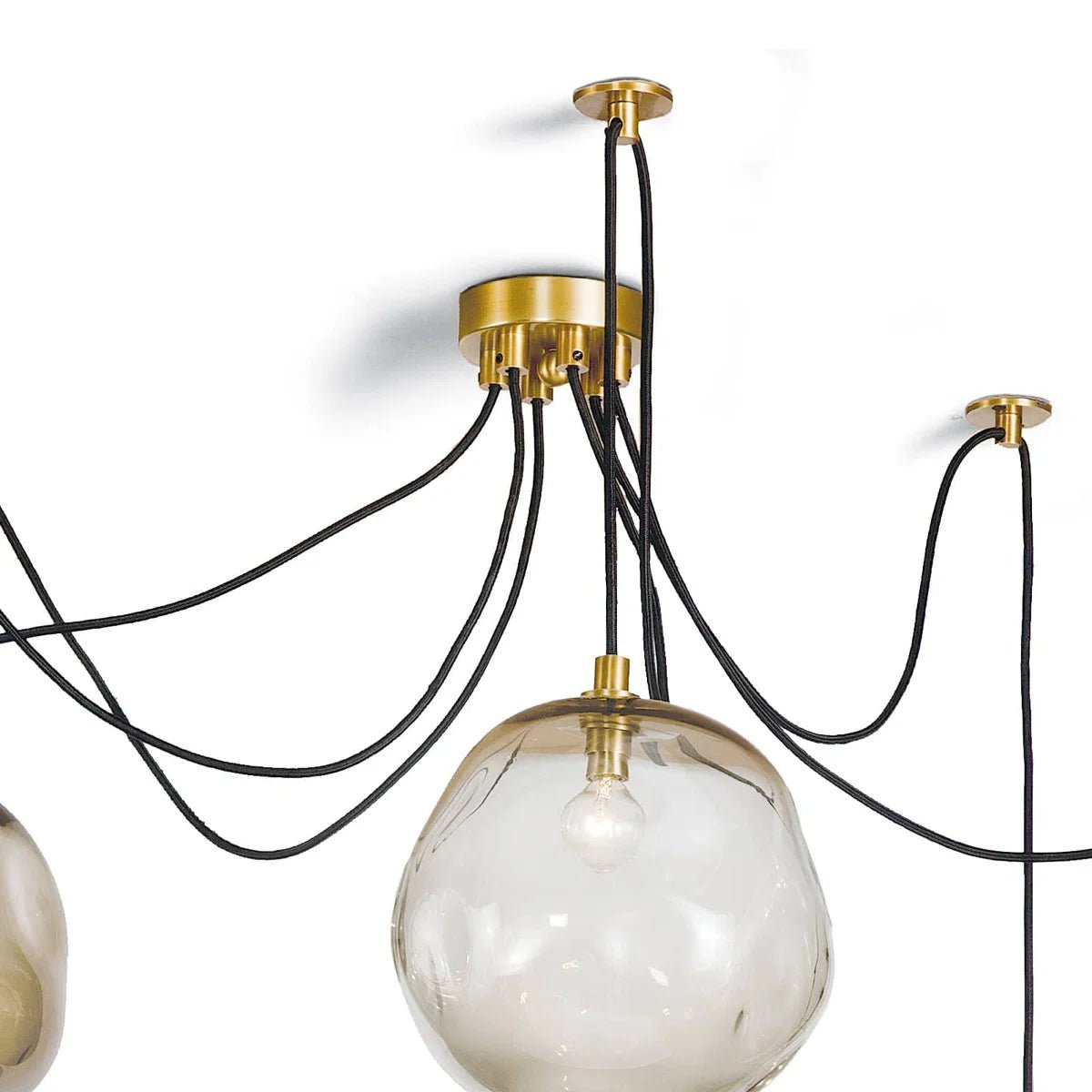Molten Spider Small With Smoke Glass - Natural Brass + SmokeBlushlighting