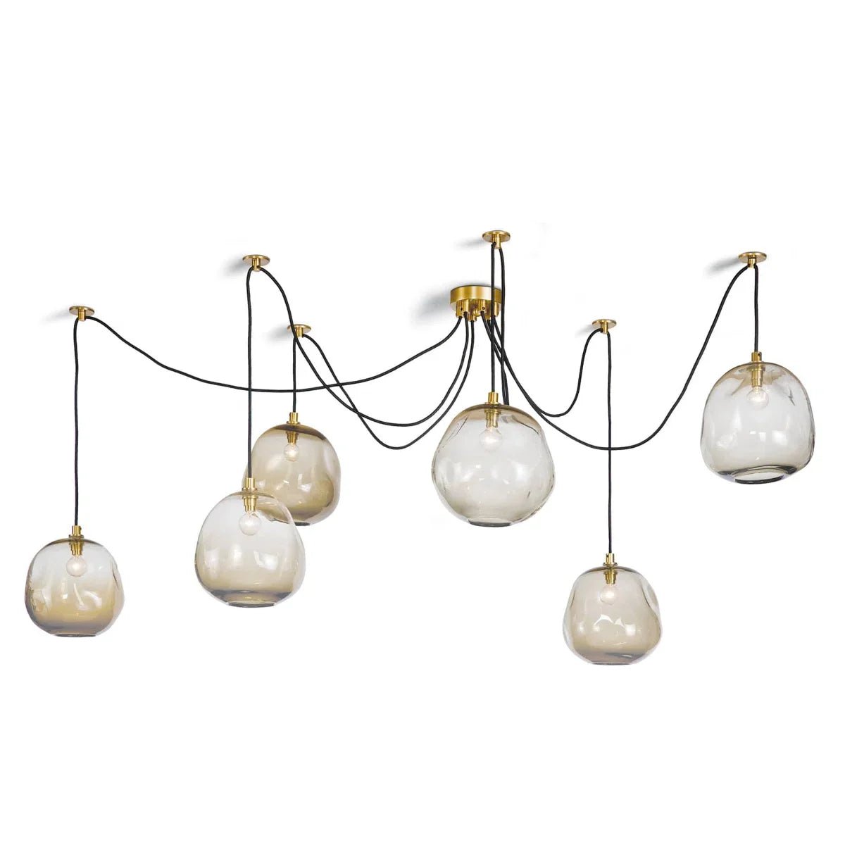 Molten Spider Small With Smoke Glass - Natural Brass + SmokeBlushlighting