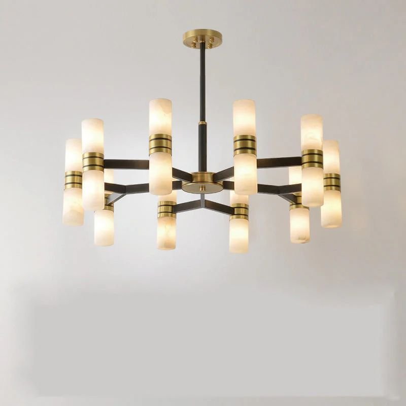 Moral Alabaster Round chandelier - 10 - Lights 33"DBlushlighting