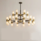 Moral Alabaster Round chandelier - 12+6 - Lights 37"DBlushlighting