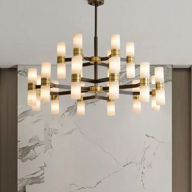 Moral Alabaster Round chandelier - 8 - Lights 25"DBlushlighting