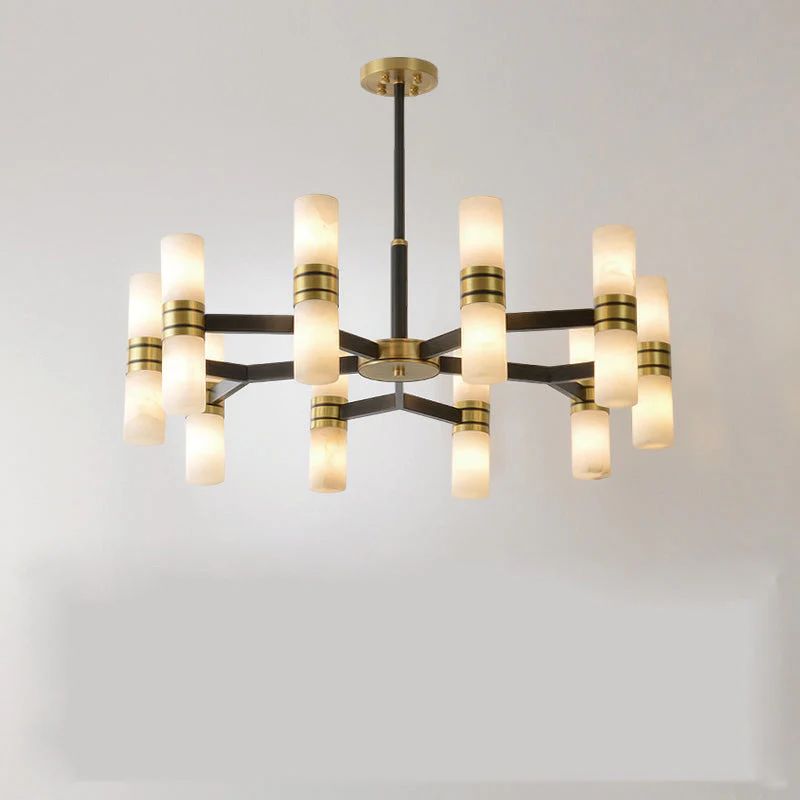 Moral Alabaster Round chandelier-Chandelier-Blushlighting-10-Lights 33"D-Blushlighting