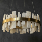 Alabaster Round Chandelier in a dining room