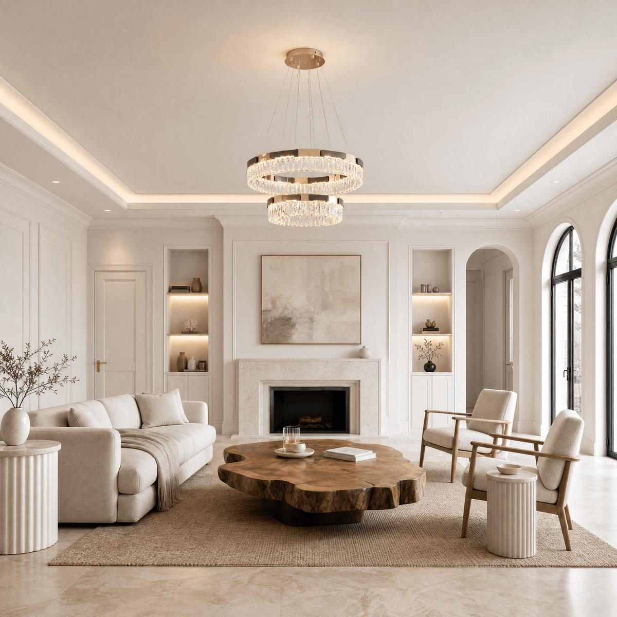 Mughetto Crystal Duo Chandelier - Φ800+500mmBlushlighting
