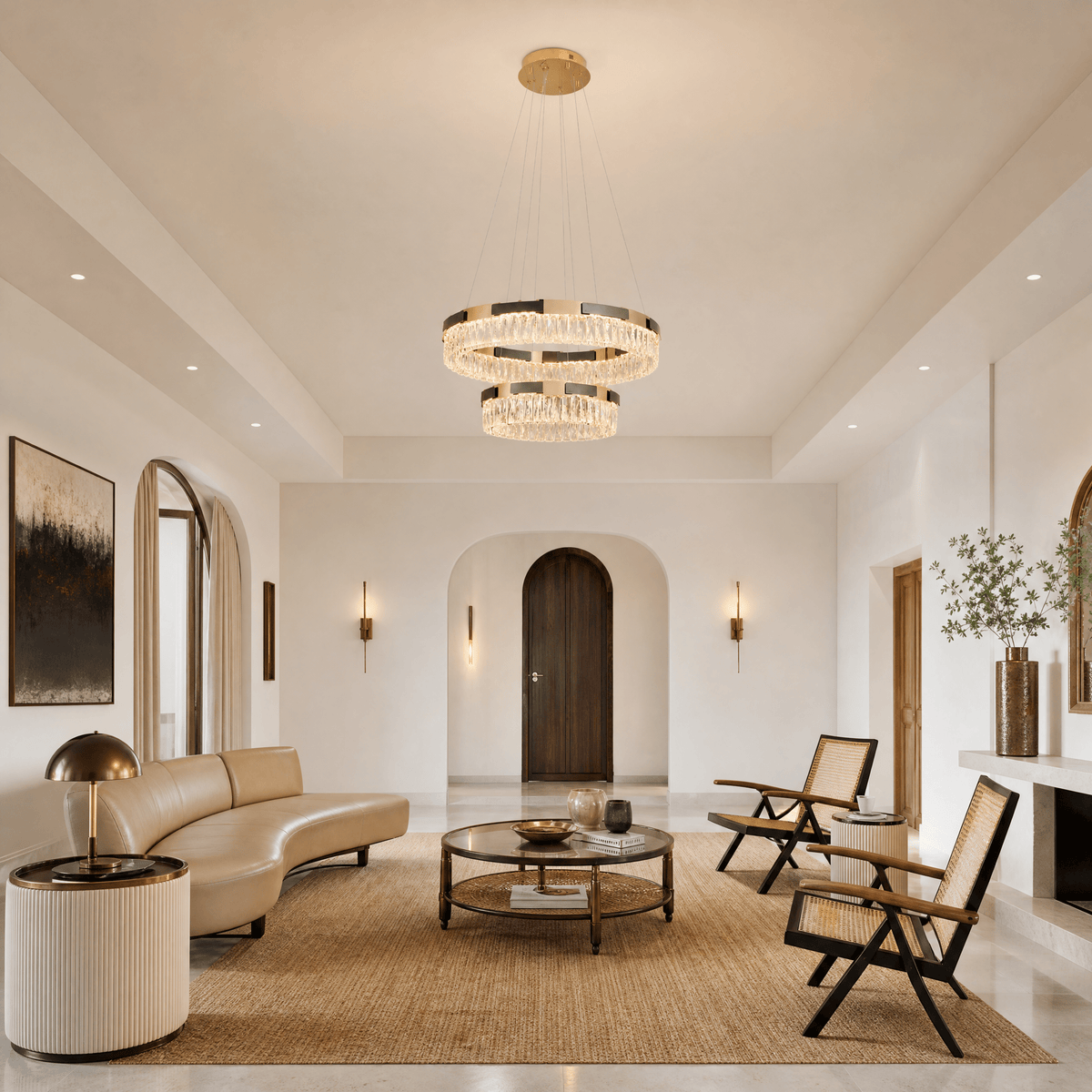Mughetto Crystal Duo Chandelier - Φ800+500mmBlushlighting