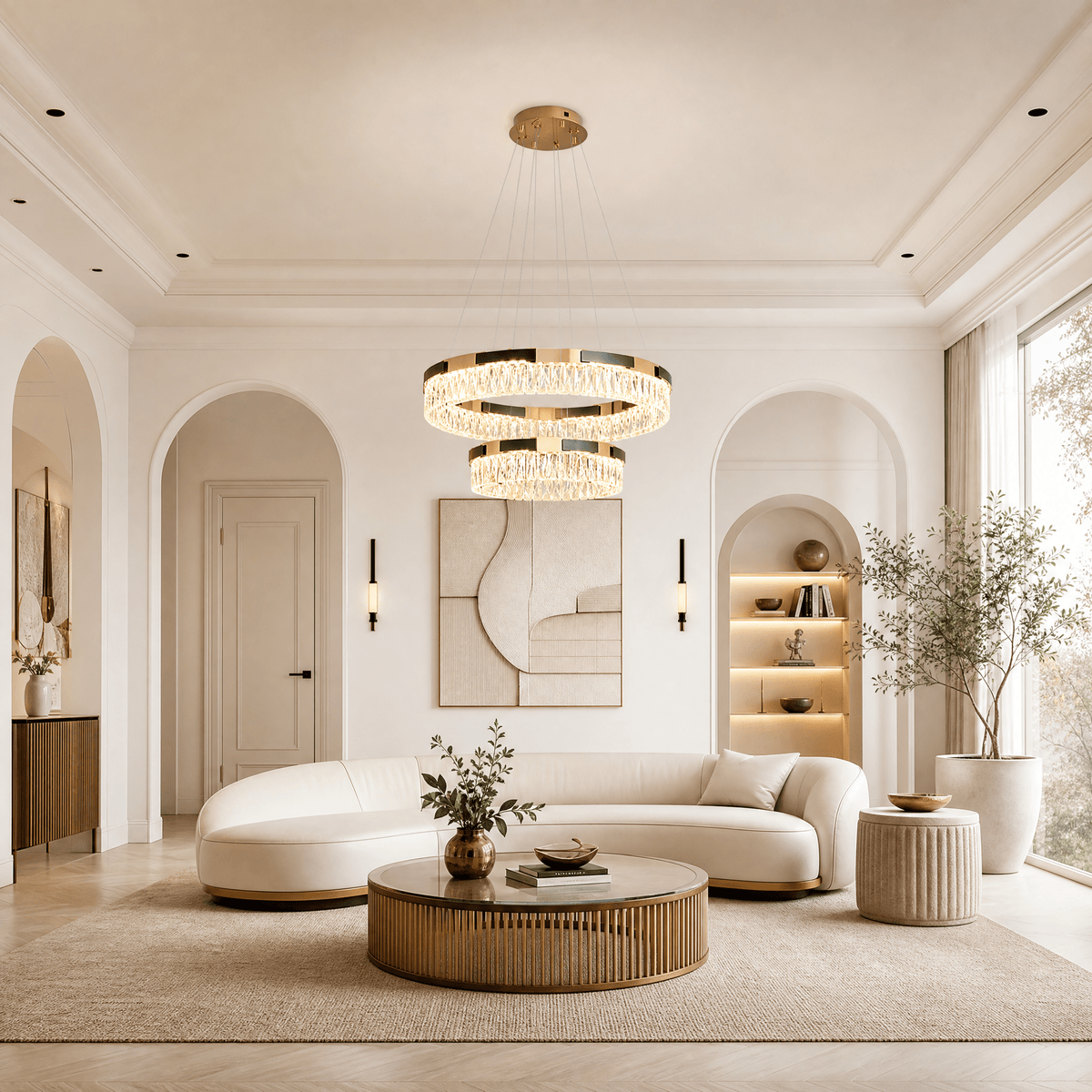Mughetto Crystal Duo Chandelier - Φ800+500mmBlushlighting
