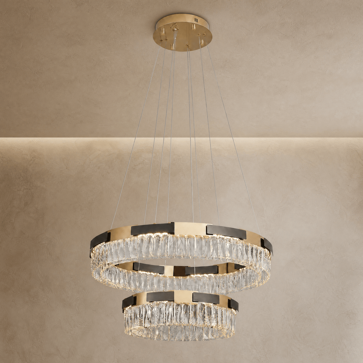 Mughetto Crystal Duo Chandelier - Φ800+500mmBlushlighting