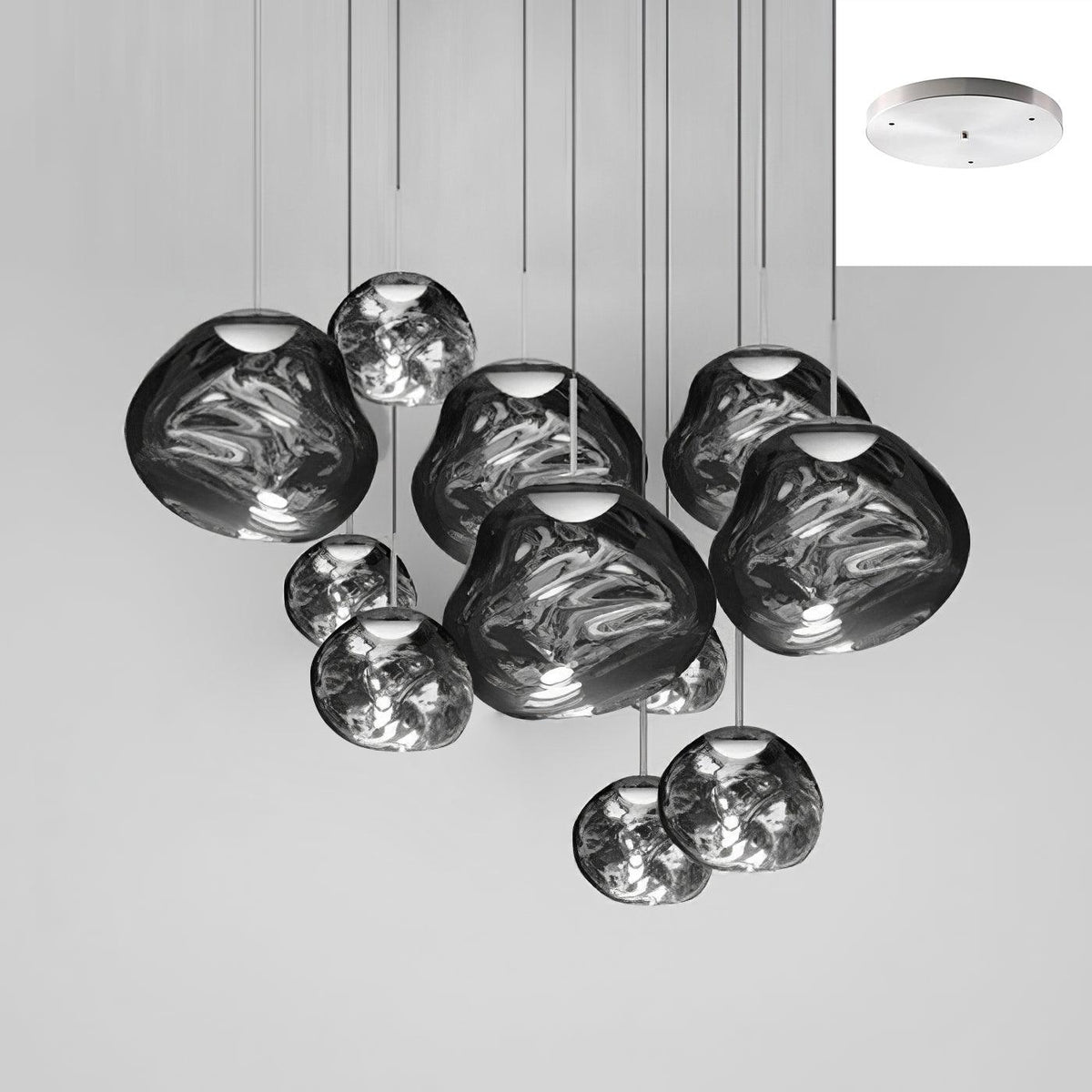 Multi Lava Round Chandelier - 2 Lights ∅ 11.8″ (∅ 11″*1 + ∅ 15.1″*1)RedBlushlighting