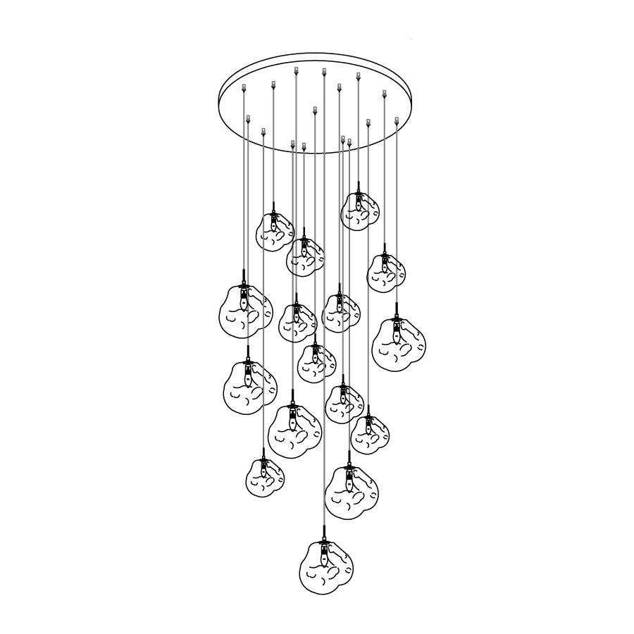 Multi Lava Round Chandelier - 2 Lights ∅ 11.8″ (∅ 11″*1 + ∅ 15.1″*1)RedBlushlighting