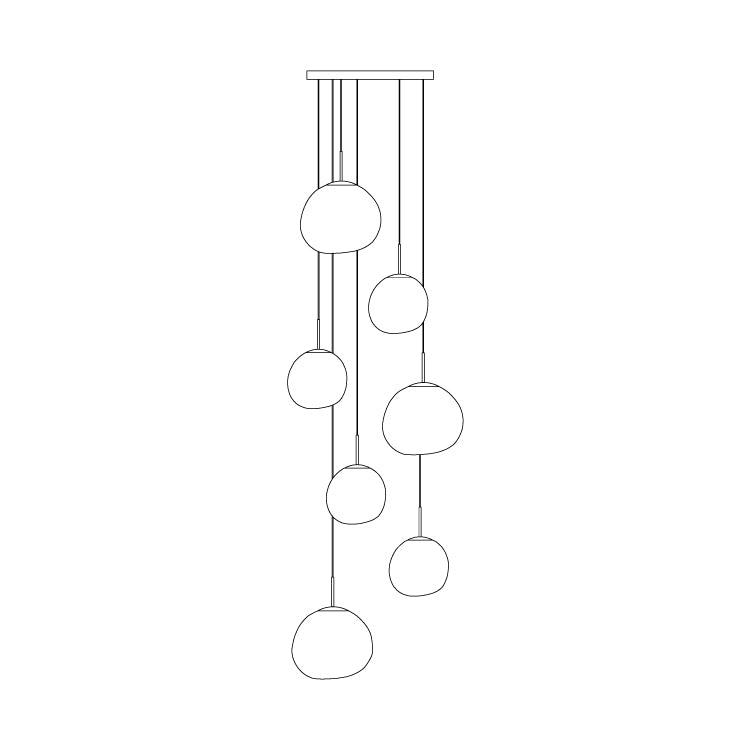 Multi Lava Round Chandelier - 2 Lights ∅ 11.8″ (∅ 11″*1 + ∅ 15.1″*1)RedBlushlighting
