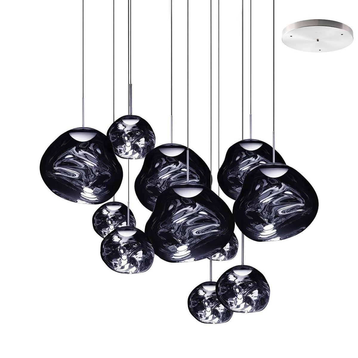 Multi Lava Round Chandelier - 2 Lights ∅ 11.8″ (∅ 11″*1 + ∅ 15.1″*1)RedBlushlighting