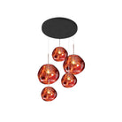 Multi Lava Round Chandelier - 5 Lights ∅ 19.7″ (∅ 11″*3 + ∅ 15.1″*2)RedBlushlighting