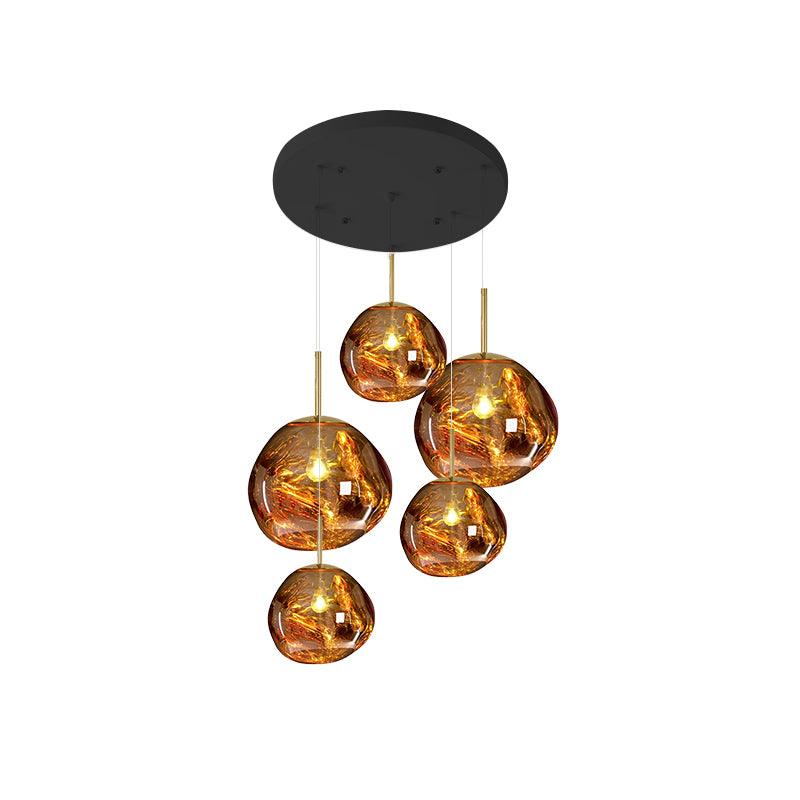 Multi Lava Round Chandelier - 5 Lights ∅ 19.7″ (∅ 11″*3 + ∅ 15.1″*2)GoldBlushlighting